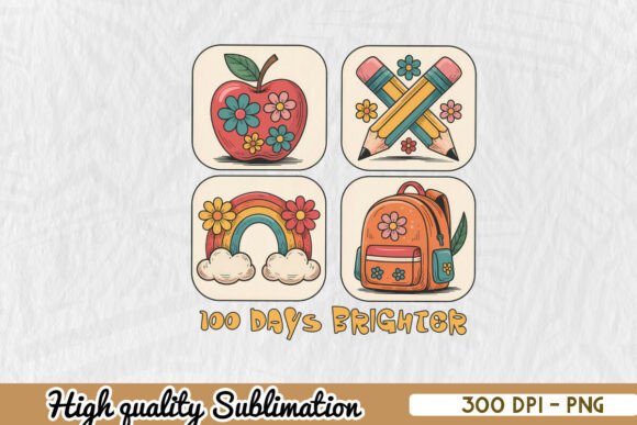 100 Days Brighter School Teacher PNG