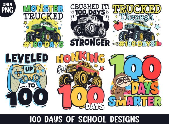 100 Days School PNG BUNDLE Designs