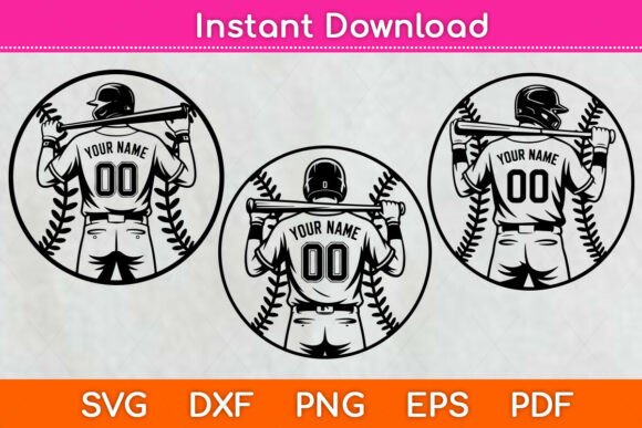 Baseball Player Svg, Personalized Name