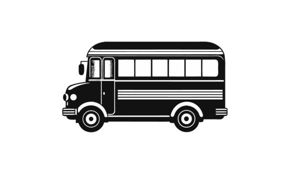Classic Black School Bus Silhouette Graphics and Crafts