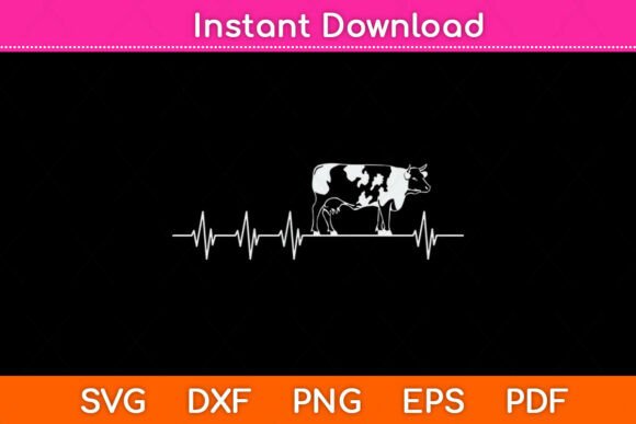 Cow Heartbeat Svg File: Graphics for Crafts