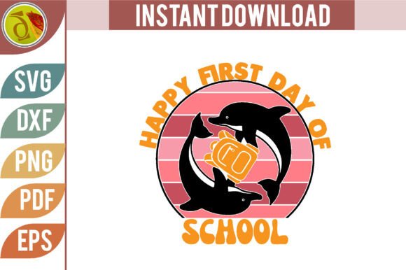 Happy First Day of School Retro Design: Graphics & Crafts