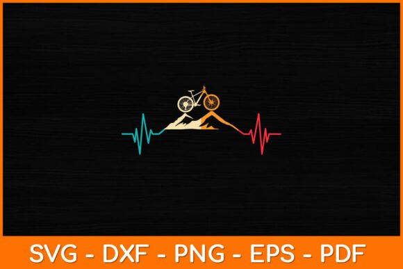 Heartbeat Mountain Cycling Svg Design Graphics