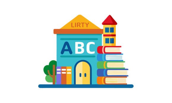 School Building with Books