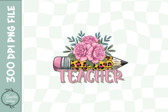 Teacher Floral Pencil Sublimation PNG