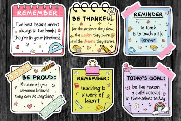Teacher Reminders Stickers PNG for Graphics and Crafts